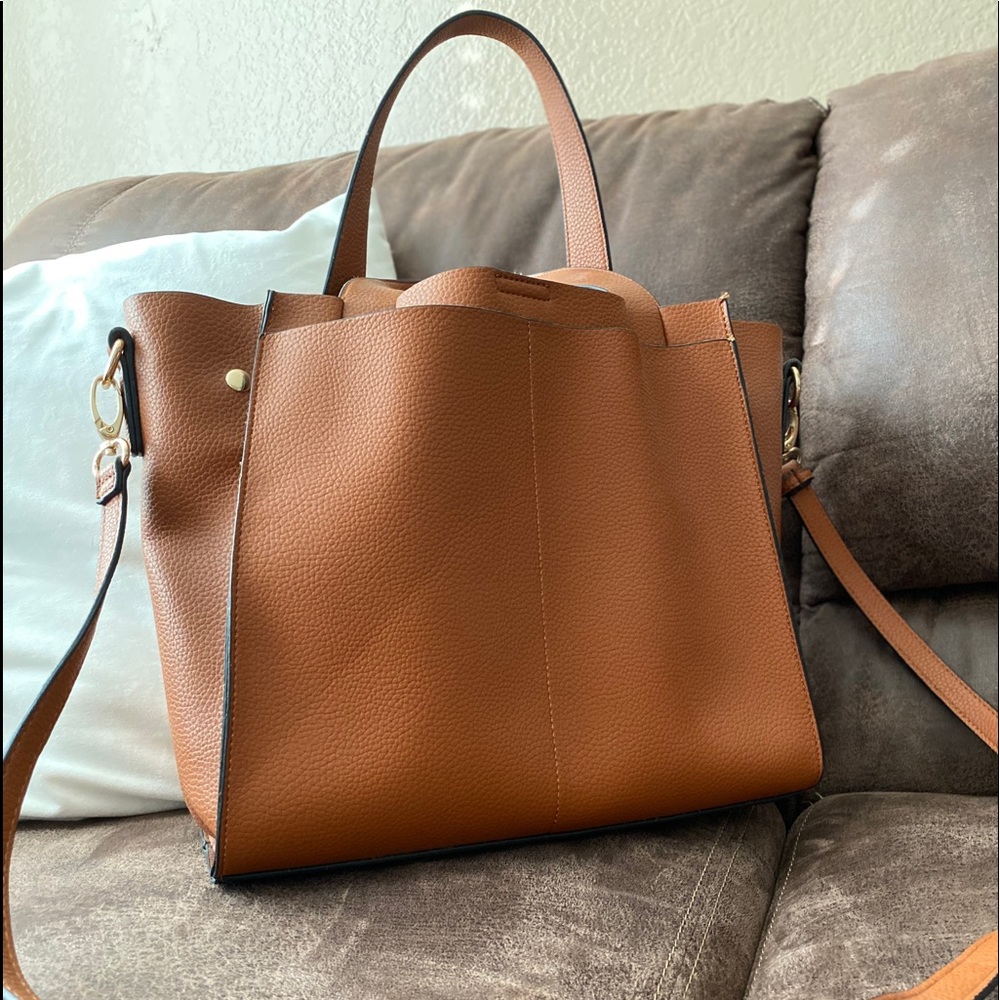 Large, faux leather tote. Brand new.